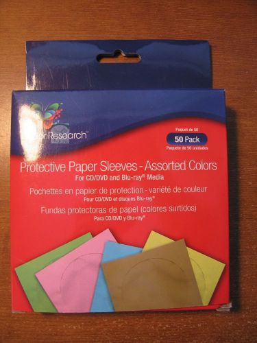 New, color research protective paper sleeves - 50 pack, assorted colors, cd dvd for sale