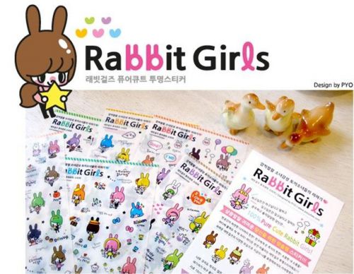 Cute Rabbit Girls Diary calendar Filofax Schedule Notebook Deco Sticker 6sheet