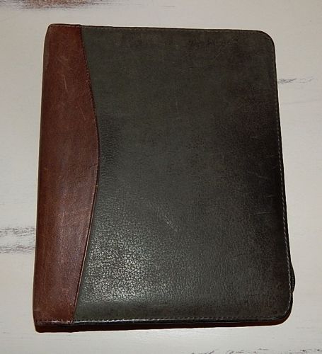 Vintage 1996 distressed green brown leather HIPSTER binder FRANKLIN COVEY usa