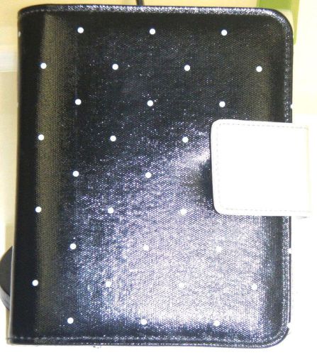 New Compact FranklinCovey Planner-6 Ring Binder in Black with White Dots 1&#034;Ring