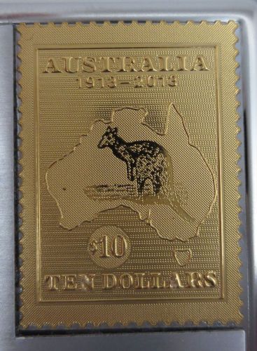 2014 Kangaroo &amp; Map BUSINESS CARD HOLDER GOLD PLATED FINISH