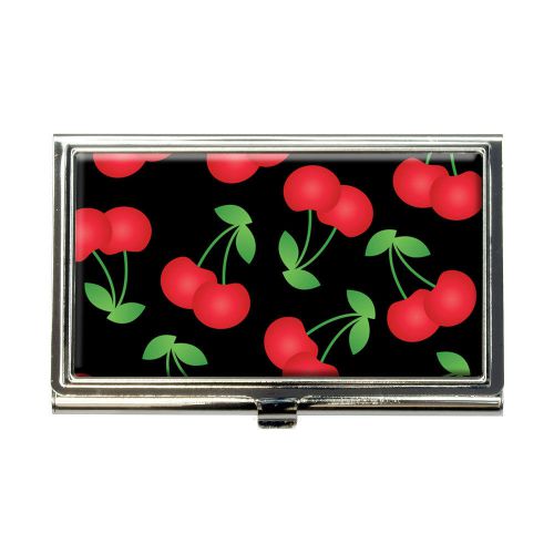 Cherries pattern black business credit card holder case for sale