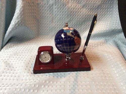 Desk Set Pen, Clock And Globe
