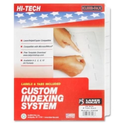 Kleer-fax hitech custom indexing system - 8 tab[s]/set - 8.50&#034; x 11&#034; (klf23258) for sale