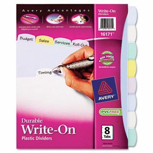 Avery Translucent Multicolor Write-On Dividers, 8-Tab, Letter, 1 Set (AVE16171)