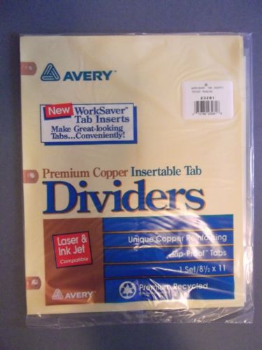 Avery Premium Copper Insertable TAb Dividers. 1 Set. NIP