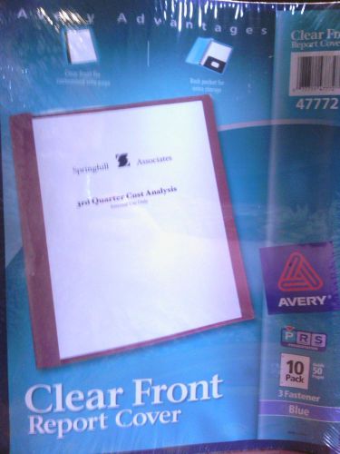 Avery Clear Front Report Presentation Cover w/ Back Pocket Blue (50 Sheet Cap)