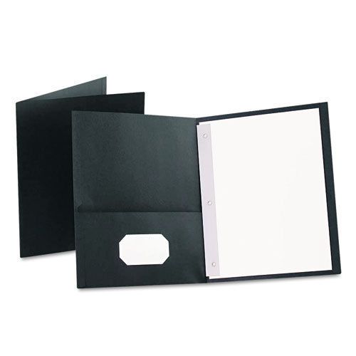 Twin-Pocket Folders with 3 Fasteners, Letter, 1/2&#034; Capacity, Dark Blue, 25/Box