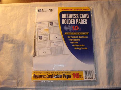 C-Line Business Card Holder Pages 10 Pack New