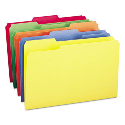 File Folders, 1/3 Cut Top Tab, Legal, Assorted Colors, 100/Box