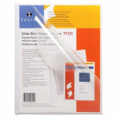 Sparco Slide Bind Report Cover, 1/8&#034; Cap, 11&#034;x8-1/8&#034;, Clear/White (SPR71131)