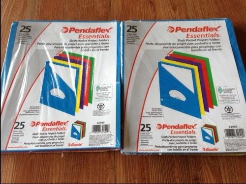Lot of # 2 Pack Pendaflex Essentials Slash Pocket Folder - Letter 5.5&#034; X11&#034;