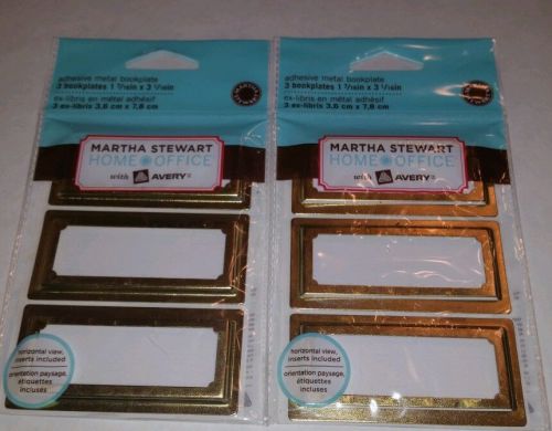 Martha Stewart Metal Bookplates Gold Lot  6 Adhesive Frames Home Office Avery