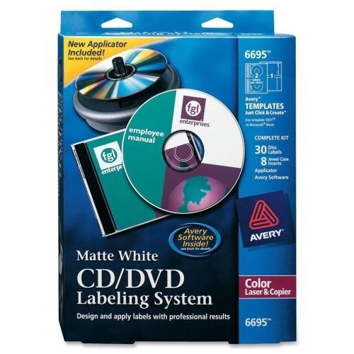AVERY 6695 CD/DVD Design Kit With Labels And Inserts White Matte