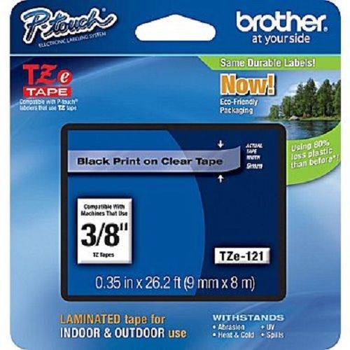 Brother p-touch tze-121 black print on clear tape for sale