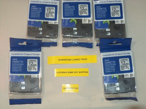 10 Compatible 1/2 inch Brother P-Touch label tapes 2 each 231 131 132 135 631
