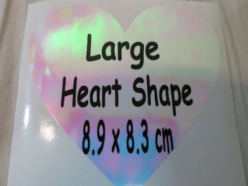 10 Hologram Pink Laser Heart Shape Customized 8.9 x 8.3 Name Stickers Valentine