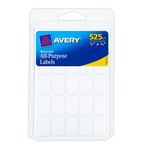 Avery Labels Multi Purpose Removable Tabs Rectangle 0.5&#034; x 0.75&#034; White 525ct NEW