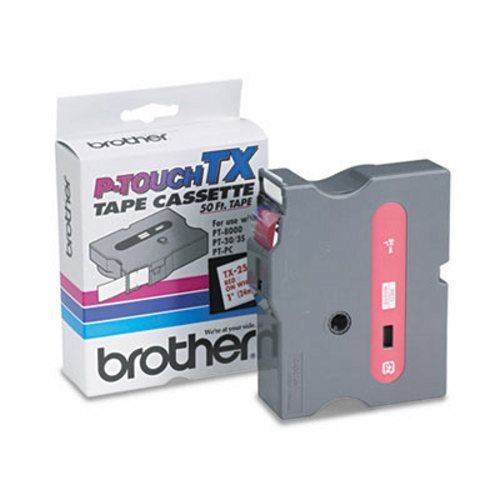 Brother p-touch tx tape cartridge for pt-8000, 1w, red on white (brttx2521) for sale