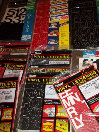 HUGE LOT OF VINYL STICK ON LETTERS NUMBERS 22 PKS UNUSED MUST SEE