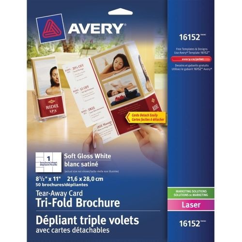 Avery Brochure/Flyer Paper - For Laser - Letter -Soft Gloss -50/Pk -White