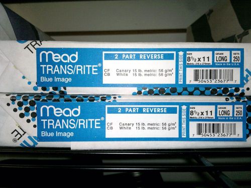 Mead Trans/Rite 2 Part Reverse Carbonless Paper 8.5 x 11 Canary/White 1000 Sheet