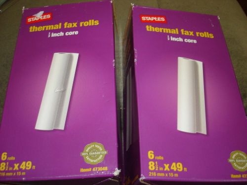 STAPLES THERMAL FAX ROLLS 473048 2 PACKAGES 12 ROLLS