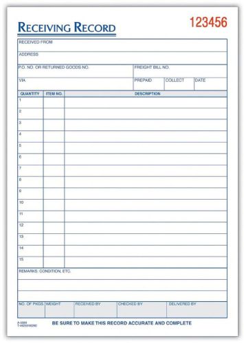 Carbonless Receiving Record Forms Pink Paper Sequence Top4626