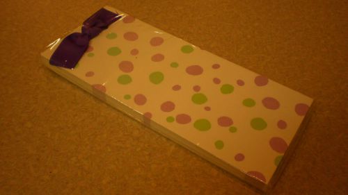 PAPER NOTEPAD WITH GREEN PURPLE POLKA DOTS WITH RIBBON DETAIL ~ NEW!