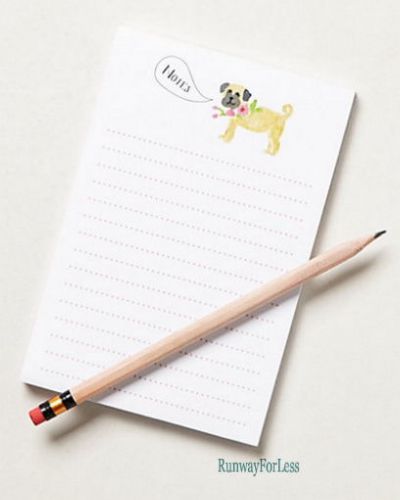 Usa New ANTHROPOLOGIE Home School Pug Dog Bark Back 50 Sheets Notepad Note Pad