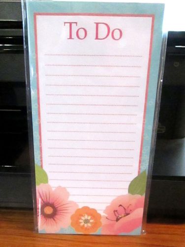 TO DO NOTEPAD STUDIO 18 80 LINED SHEET TEAL BORDER 3 SALMON COLOR FLOWERS 89840