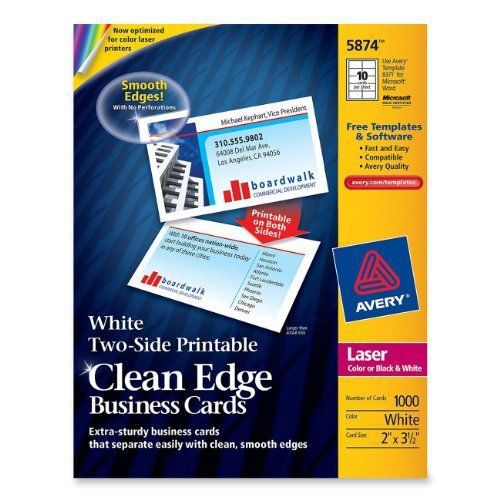 Avery Clean Edge Business Card - For Laser Print - 3.50&#034; X 2&#034; - 1000 / (ave5874)