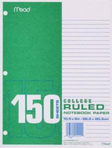 Mead Paper Filler 3 Hole Punched 10.5&#039;&#039; x 8&#039;&#039; College Ruled 150 Count