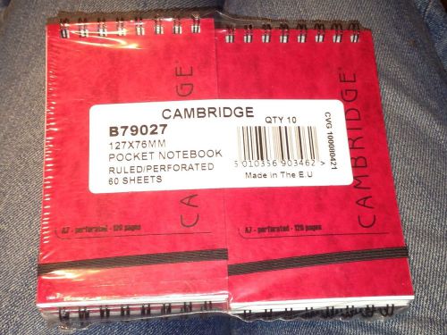 10 x Cambridge A7 Twin Wire Pocket Lined Notebooks With Elastic Closure