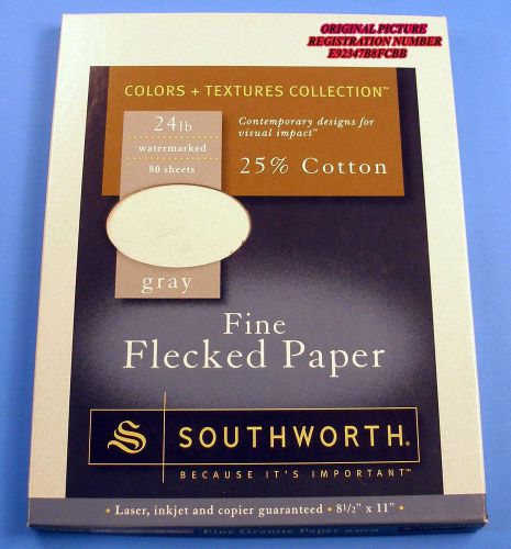 Southworth fine flecked gray paper 24lb 8 1/2&#034;x11&#034; watermarked 80 sheets for sale