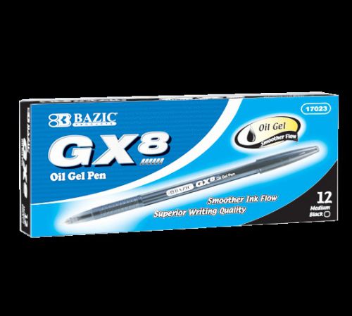 BAZIC GX-8 Black Oil-Gel Ink Pen (12/Box), Case of 12