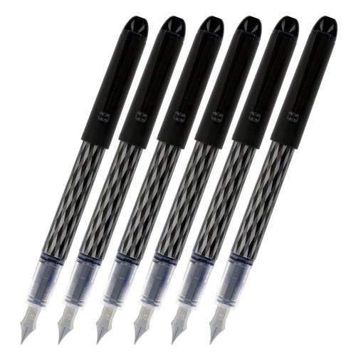 NEW Pilot Varsity Disposable Fountain Pens, Black Ink, Medium Point, Pack of 6