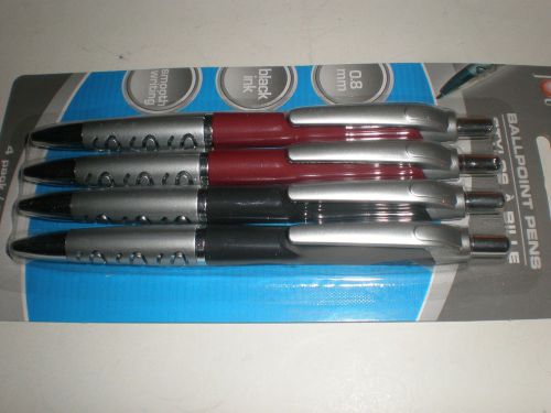 Deluxe Ballpoint PENS, NEW- 4-PEN SET, Fine Black Ink Pens, Click pens