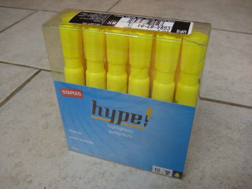 BRAND NEW 12 Staples hype Chisel Tip Yellow Highlighters #10401