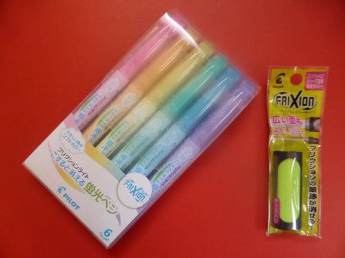 Pilot FriXion Light Soft Color Highlighter 6Color + FriXion Eraser Yellow Green