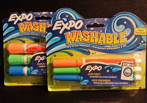 Lot of 2 packs of NEW Expo Washable Dry Erase Markers 3 count per pack (6 total)