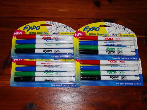 Expo Ultra Fine Tip For Precise Writing Low Odor Dry Erase Markers 4 Packs FS!!