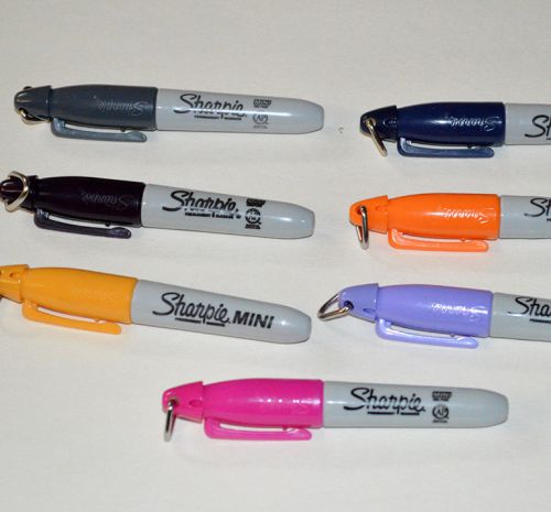 Sharpie Fine Point Mini Permanent Markers w/ Lanyard Cap - Set of 7 Colors NEW