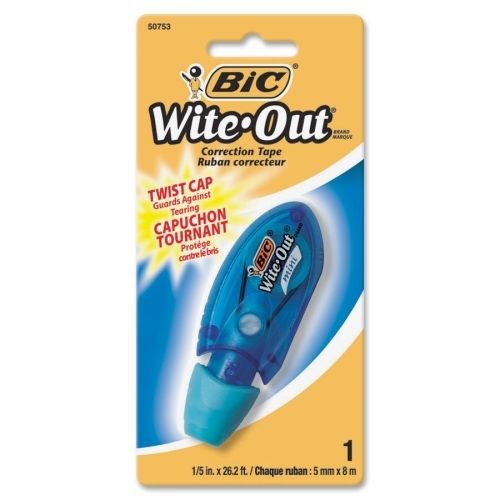 BIC Wite-Out Correction Tape - 0.20&#034; Wx 26.20 ft L - White Tape - 1 Each