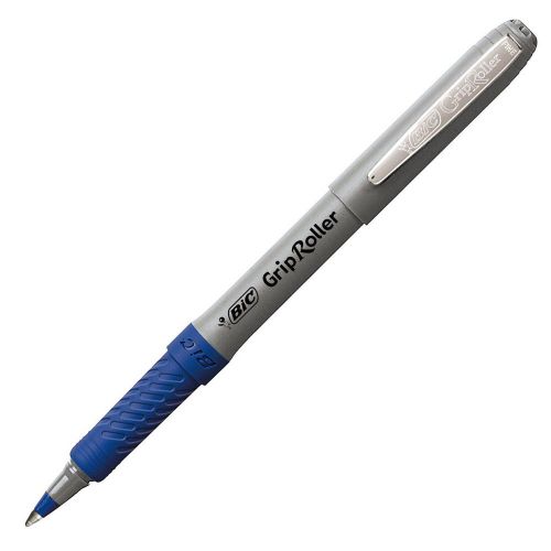 Blue BIC Grip Stick Roller Ball Pen, Fine Point (0.7 mm), Blue, 12 Roller Pens