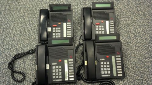 Lot (4) NORTEL Meridian M2008 Black Display Business Phones w/Handsets &amp; Stands