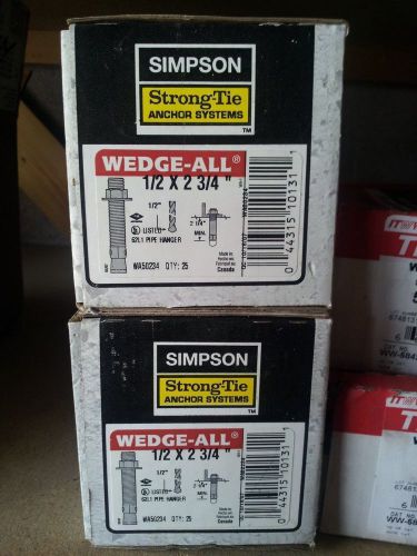 Simpson strongtie concrete wedge ancors 1/2 x 2 3/4&#034; quantity 50 for sale