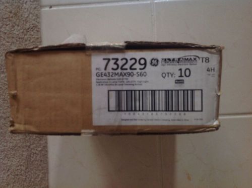 Ge 4 lamp t8 ballast ge432max90-s60 part # - 73229 (1 case - qty 10) for sale
