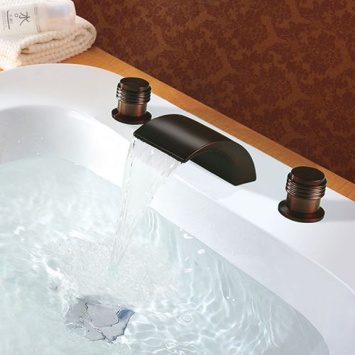 Modern 3 hole widespread sink faucet tap oil rubbed bronze finish free shipping for sale