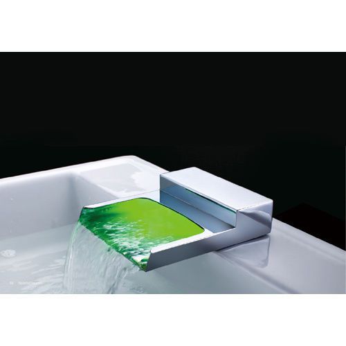 Modern Waterfall Tub Spout LED Color Changing in Chrome Finish Free Shipping